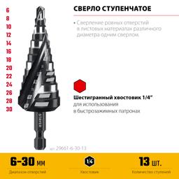 STAYER Pro-Max 6-30мм, 13 ступеней, винтовая спираль, сверло ступенчатое (29661-6-30-13) - 3
