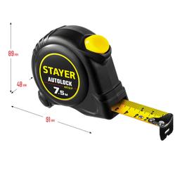 STAYER AutoLock, 7.5 м х 25 мм, рулетка с автостопом (2-34126-07-25) - 6