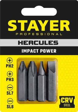STAYER Hercules, 36 мм, 4 шт, биты для ударной отвертки, Professional (25667-S4) - 2