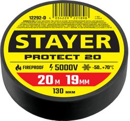 STAYER PROTECT-20, 19 мм х 20 м, 5 000 В, черная, изолента ПВХ, Professional (12292-D) - 1