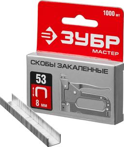 ЗУБР скобы тип 53 (A/10/JT21), 8 мм, калибр 23GA. 1000 шт (31625-08) - 1