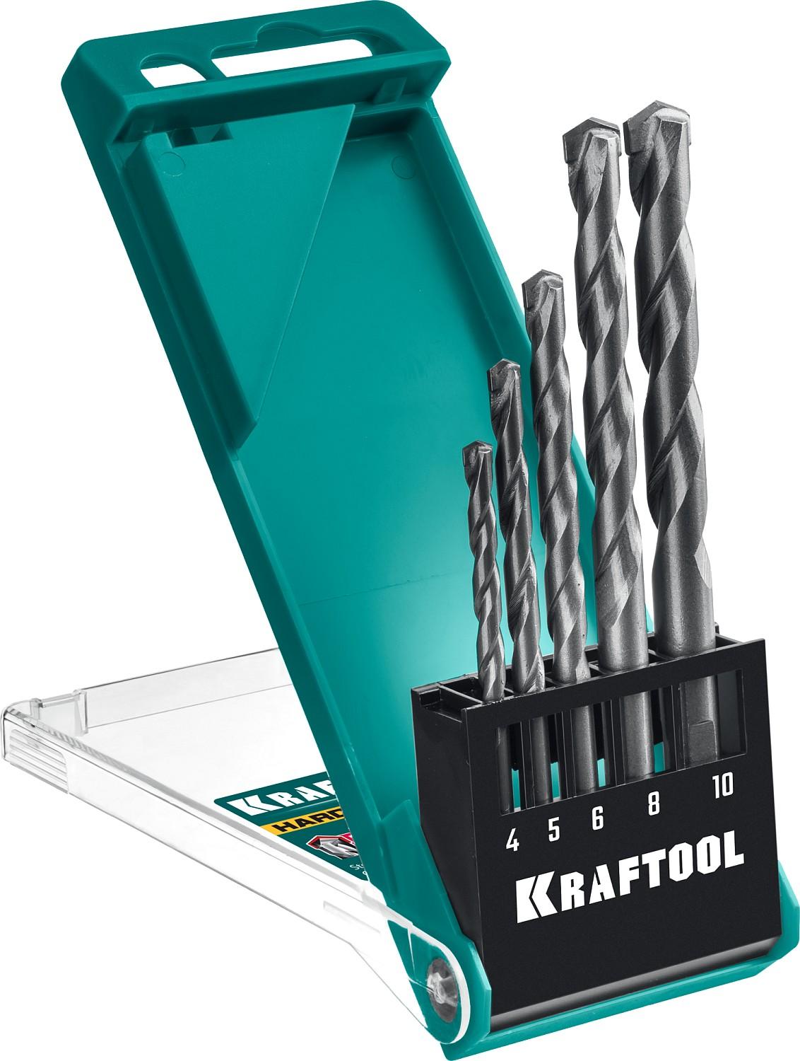 KRAFTOOL Hard, 5 шт: 4-5-6-8-10 мм, набор сверл по по твёрдым материалам, 29177-H5