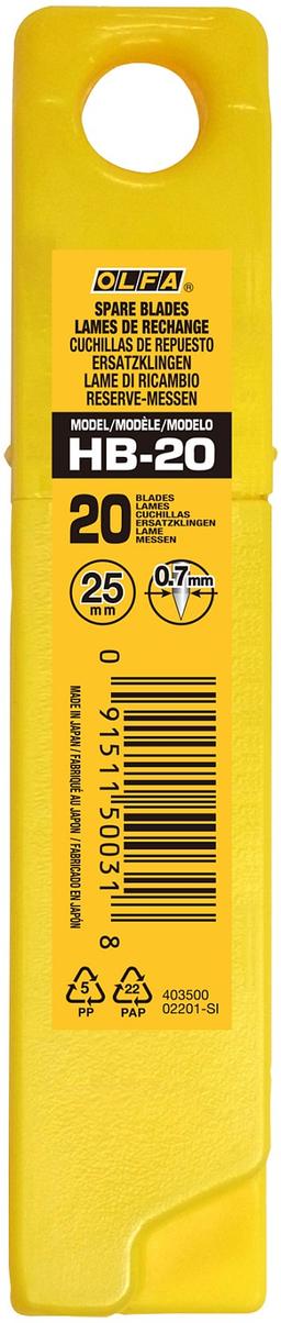 OLFA 25 мм, 20 шт, в пластиковом кейсе, сегментированные лезвия (OL-HB-20) - 2
