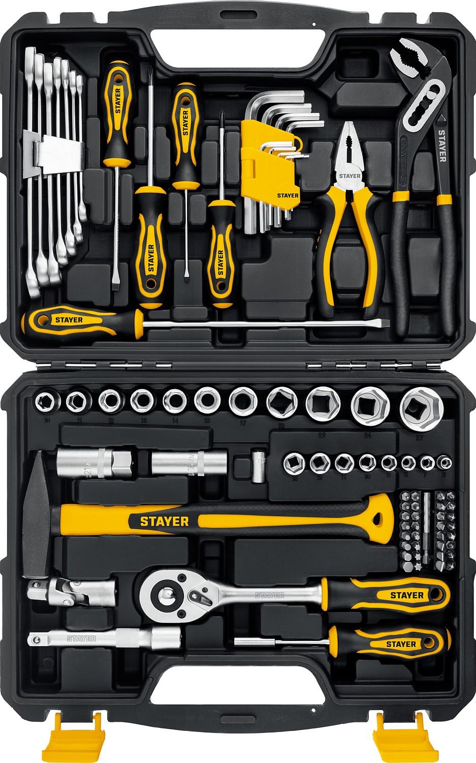 STAYER UNIVERSAL 83, 83 предм., (1/2"+ 1/4"), универсальный набор инструмента, Professional (27710-H83)