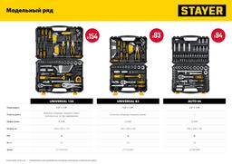 STAYER UNIVERSAL 83, 83 предм., (1/2"+ 1/4"), универсальный набор инструмента, Professional (27710-H83) - 2