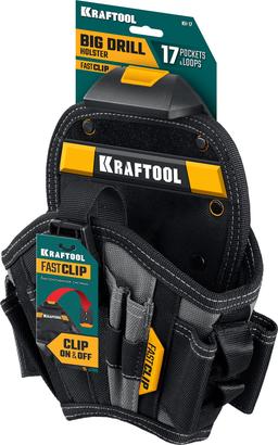 KRAFTOOL KH-17 кобура для шуруповерта с быстросъёмным креплением FastClip, большая (38768) - 4