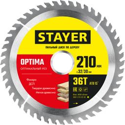 STAYER Optima, 210 x 32/30 мм, 36Т, оптимальный рез, пильный диск по дереву (3681-210-32-36) - 1