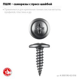 ЗУБР ПШМ 16 х 4.2 мм, саморез с пресс-шайбой, цинк, 13.21 кг (8000 шт.) (4-300190-42-016) - 3
