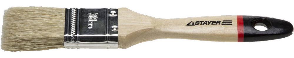 STAYER UNIVERSAL - EURO, 38 мм, 1.5", светлая натуральная щетина, деревянная ручка, все виды ЛКМ, плоская кисть (0102-038)