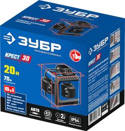 ЗУБР КРЕСТ 3D, 20 - 70 м, лазерный нивелир, Профессионал (34908) - 3