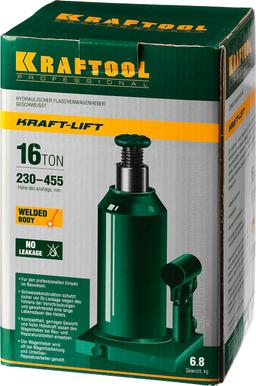 KRAFTOOL KRAFT-LIFT, 16 т, 230 - 460 мм, бутылочный гидравлический домкрат (43462-16) - 1