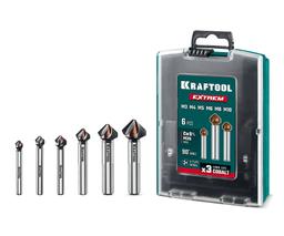 KRAFTOOL EXTREME Со5-А, 6 шт (6.3, 8.3, 10.4, 12.4, 16.5, 20.5 мм), Z3, 90°, сталь M35, U-образная спираль, набор зенковок (29734-H6) - 1