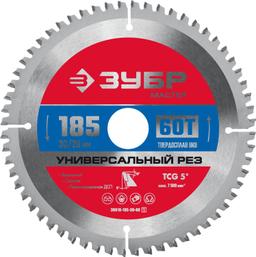 ЗУБР Универсальный рез, 185 x 30/20 мм, 60Т, пильный диск по алюминию (36916-185-30-60) - 1
