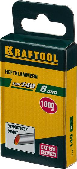 KRAFTOOL тип 140 (G/11/57) 6 мм, 1000 шт, калибр 20GA, скобы для степлера (31680-06) - 2