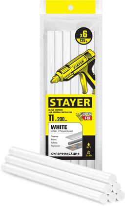 STAYER White, белые, 11 х 200 мм, 6 шт, клеевые стержни, Professional (2-06821-W-S06) - 1