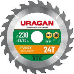 URAGAN Fast, 230 х 32/30 мм, 24Т, пильный диск по дереву (36800-230-32-24) - 1