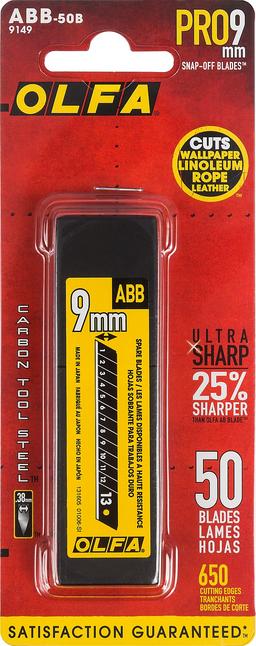 OLFA EXCEL BLACK, 9 х 80 х 0.38 мм, 50 шт, сегментированные лезвия (OL-ABB-50B) - 5