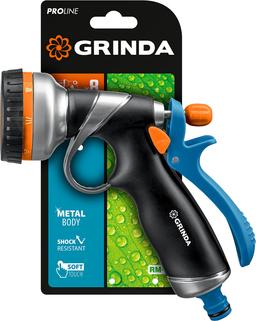 GRINDA RM-8, 8 режимов, курок сзади, металлический с TPR, поливочный пистолет, PROLine (8-427143) - 2