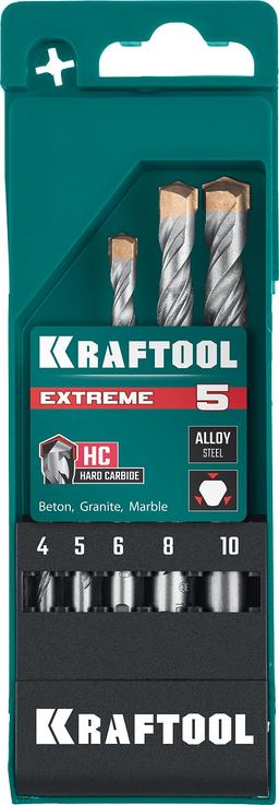 KRAFTOOL Extreme, 5 шт: 4-5-6-8-10 мм, трехгранный хвостовик, набор сверл по бетону (29166-H5) - 2
