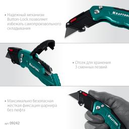 KRAFTOOL Helfer, компактный складной нож с трапециевидным лезвием, тип А24 (09242) - 5