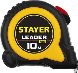 STAYER Leader, 10 м х 25 мм, рулетка с автостопом, Professional (3402-10-25) - 3