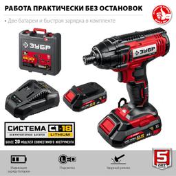 ЗУБР С1-18, 18 В, 250 Н·м, 2 АКБ (2 А·ч), винтоверт ударный, кейс (ГВЛ-255-22) - 6