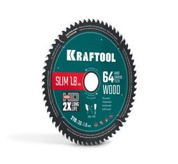 KRAFTOOL Slim wood cut 210 х 30 x 1.8 мм, 64Т, диск пильный по дереву, (36955-210-30-64) - 1