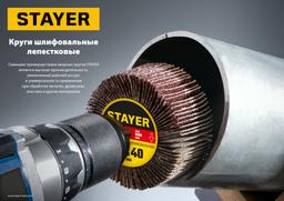 STAYER d 60 x 30 мм, P120, на шпильке d 6 мм, круг шлифовальный лепестковый (36608-120) - 4