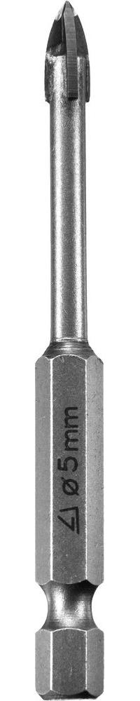 STAYER 5 мм, 4х кромка, HEX 1/4, Сверло по стеклу и кафелю (2985-05) - 1
