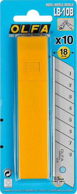 OLFA 18 х 100х 0.5 мм, 10 шт, сегментированные лезвия (OL-LB-10B) - 5