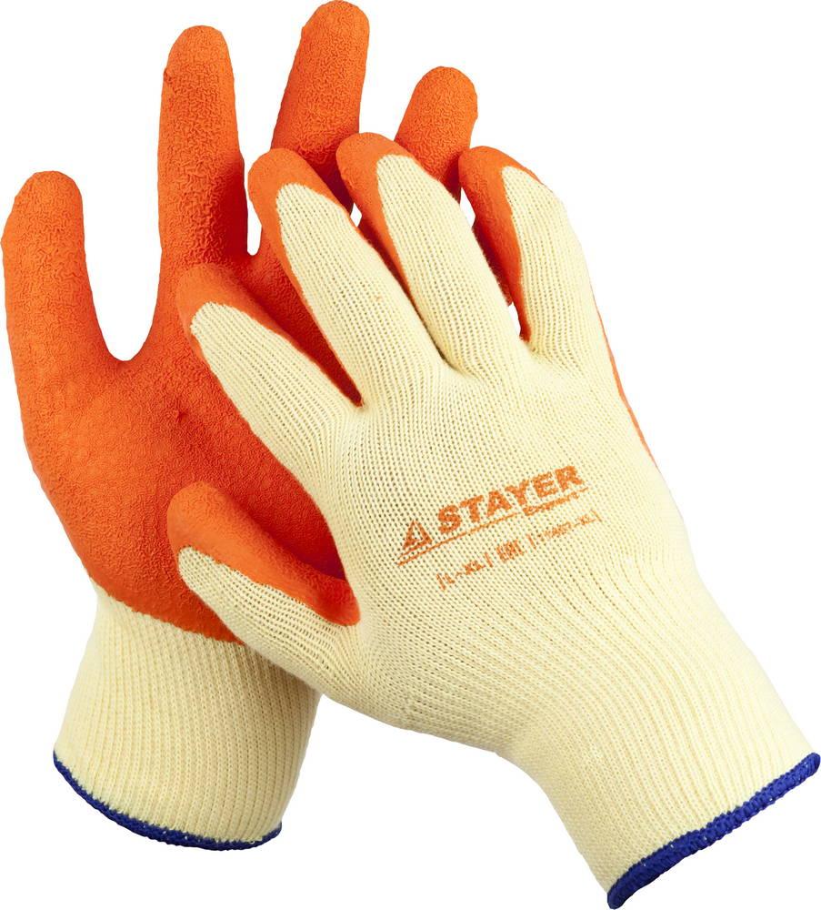 STAYER HARD PRO, L-XL, рельефное латексное покрытие, особопрочные противоскользящие перчатки (11407-XL)