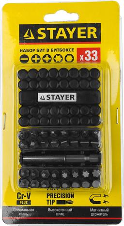 STAYER 33 шт, набор бит с магнитным адаптером (26085-H33) - 2