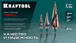 KRAFTOOL COBALT 4-20мм, 9 ступеней, азотирование, винтовая спираль, сверло ступенчатое(29691-4-20-9) - 7