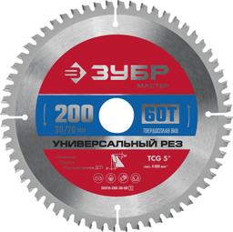 ЗУБР Универсальный рез, 200 x 30 мм, 60Т, пильный диск по алюминию (36916-200-30-60) - 1