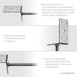 ЗУБР ОС-L, 91 x 120 x 60 мм, L-образное основание столба (310296-090) - 3