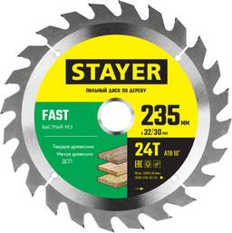 STAYER Fast, 235 x 32/30 мм, 24Т, быстрый рез, пильный диск по дереву (3680-235-32-24) - 1