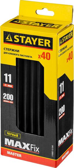 STAYER Black, чёрные, 11 х 200 мм, 40 шт, клеевые стержни, Professional (2-06821-D-S40) - 2