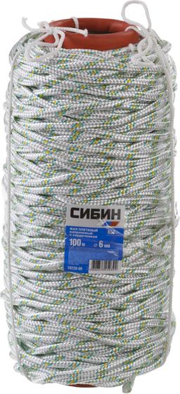 СИБИН d 6 мм, 16-прядный, 100 м, плетеный, с сердечником, капроновый фал (50220-06) - 2