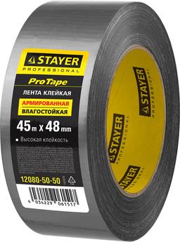 STAYER 48 мм, 45 м, серебристая, армированная лента, Professional (12080-50-50) - 2