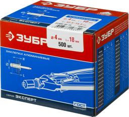 ЗУБР 4.0 x 18 мм, Al5052, 500 шт, алюминиевые заклепки (31305-40-18) - 2